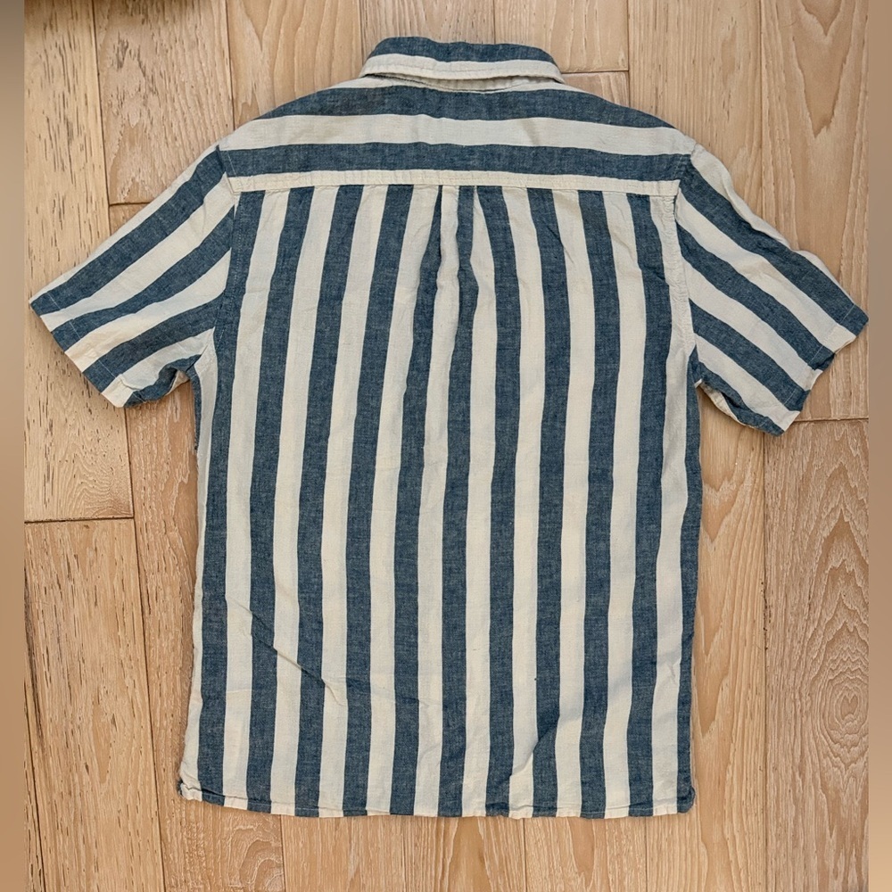 Quicksilver mens short sleeve cabana stripe button down beachy coastal Lagenlook - Picture 2 of 9